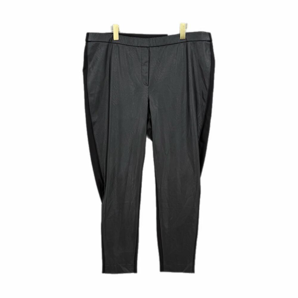 Chico’s NEW 4 Plus Black Ponte Faux Leather Front Pull On Ankle Legging Pants